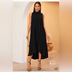 SHEIN Black Maxi Pleated Dress